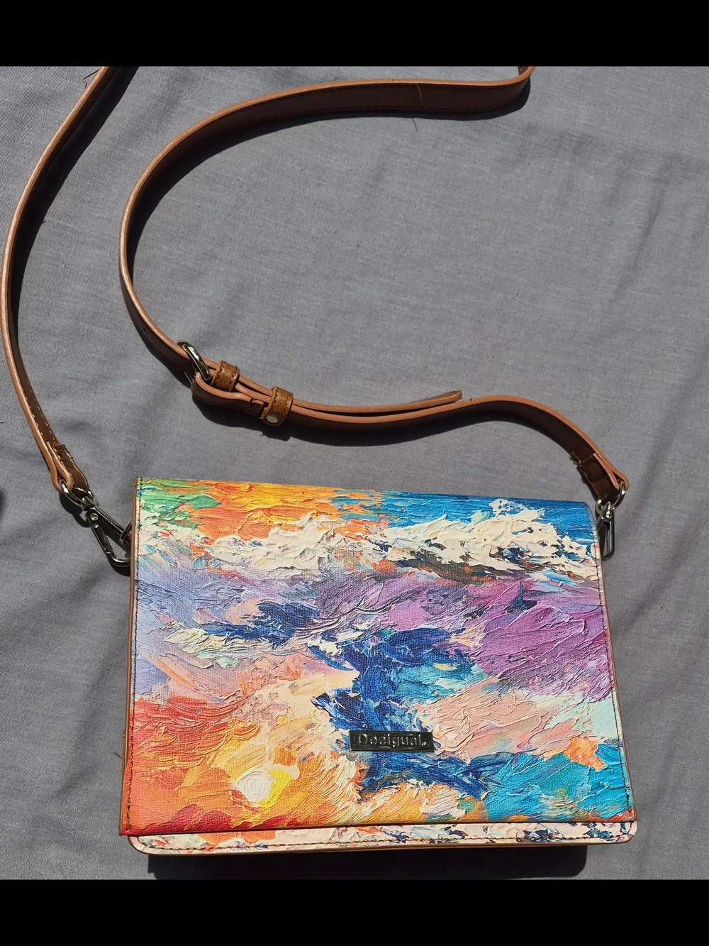 Desigual Painted Abstract  Crossbody Bag in Multicolor